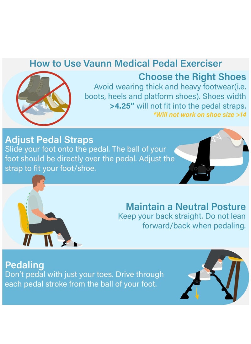 Under Table Bicycle Pedal Exerciser with Electronic Display for Leg and Arm Exercise