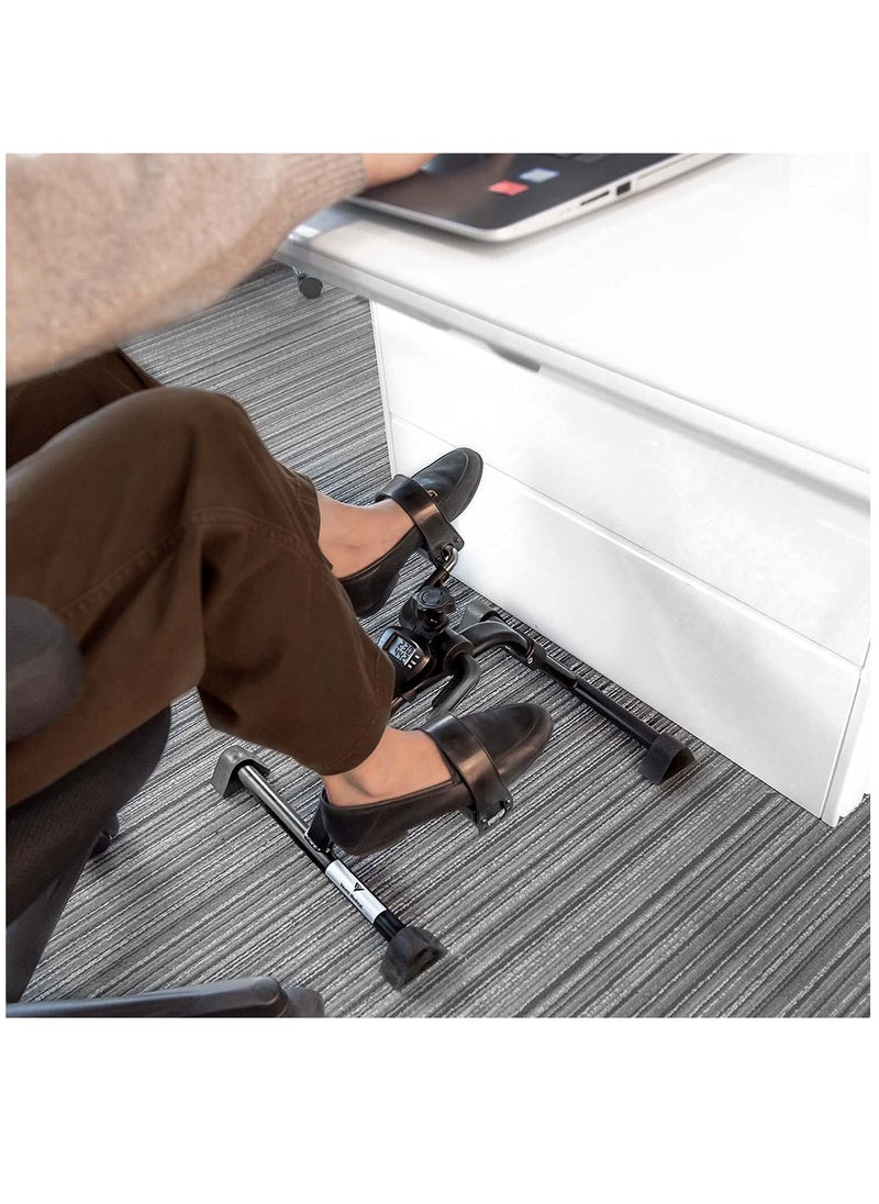 Under Table Bicycle Pedal Exerciser with Electronic Display for Leg and Arm Exercise