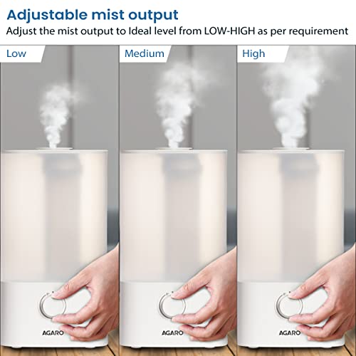 AGARO Breeze Cool Mist Ultrasonic Humidifier, Aroma Diffuser Support Essential Oil, 2.5 Litres, Top Fill, For Bedroom, Home, Office, Adjustable Mist Output, Super Quiet, Auto Shut Off (White) - Image 2