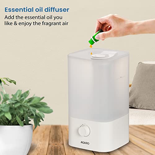 AGARO Breeze Cool Mist Ultrasonic Humidifier, Aroma Diffuser Support Essential Oil, 2.5 Litres, Top Fill, For Bedroom, Home, Office, Adjustable Mist Output, Super Quiet, Auto Shut Off (White) - Image 5