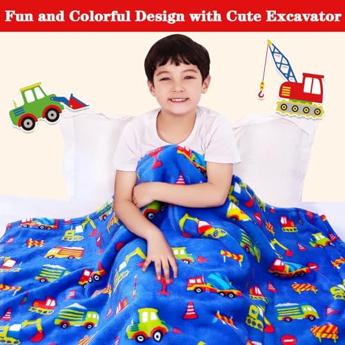 Lukeight Excavator Toddler Blanket Gifts for Boys and Girls, Plush Tractor Throw Blanket for Kids, Thick and Warm Boys Blanket for Teens Birthday (Excavator, 50x60 Inches) - Image 2