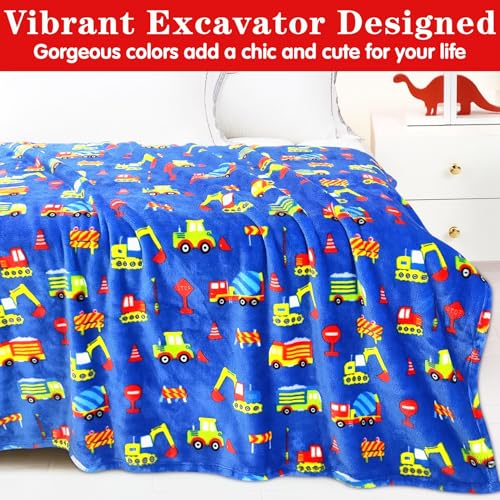 Lukeight Excavator Toddler Blanket Gifts for Boys and Girls, Plush Tractor Throw Blanket for Kids, Thick and Warm Boys Blanket for Teens Birthday (Excavator, 50x60 Inches) - Image 3