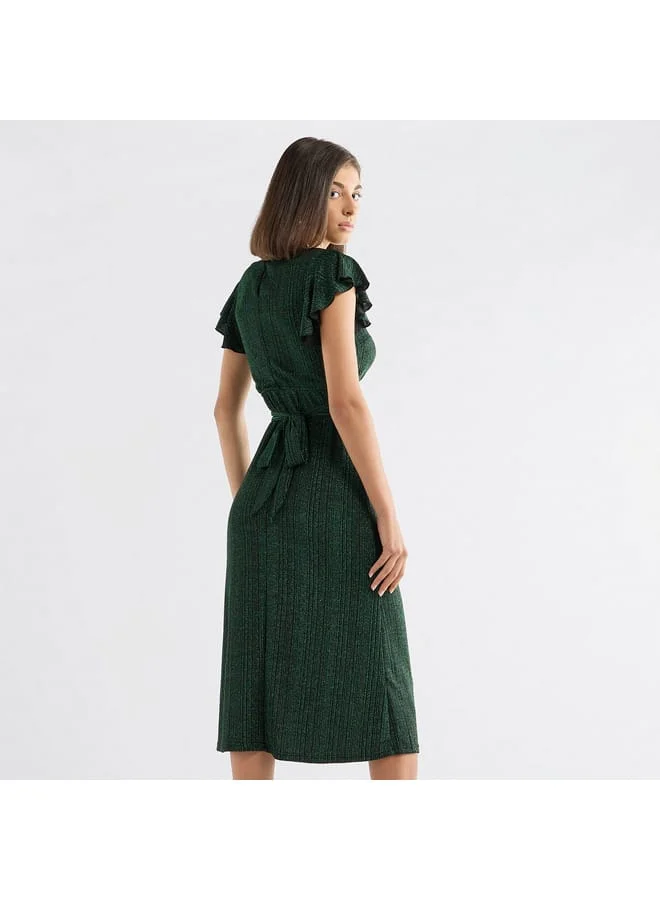 Splash FAV Emerald Ruffle Sleeve Dress