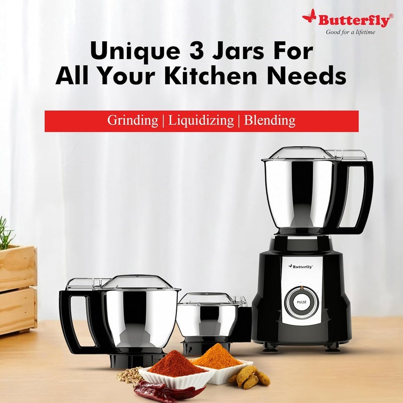 Butterfly Magnum 1.2 Hp Mixer Grinder 3 Jar, 900 Watt, Black - Image 3