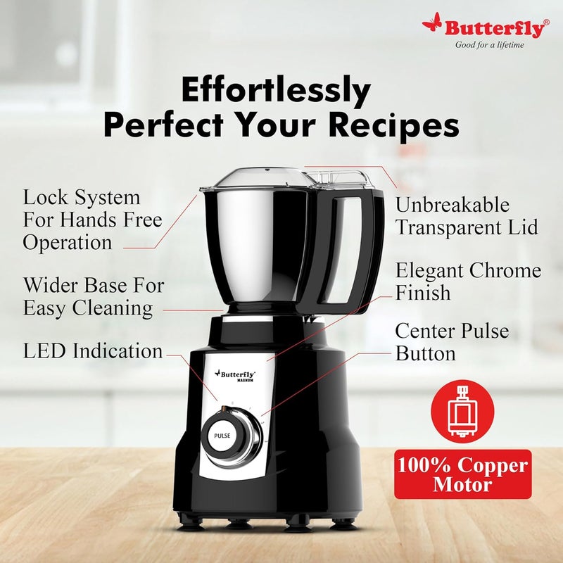Butterfly Magnum 1.2 Hp Mixer Grinder 3 Jar, 900 Watt, Black - Image 5