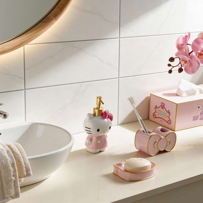 Pan Home Hello Kitty Soap Dispenser 13.5x9x2.5cm - Pink - 166TRC9901169 - Image 4