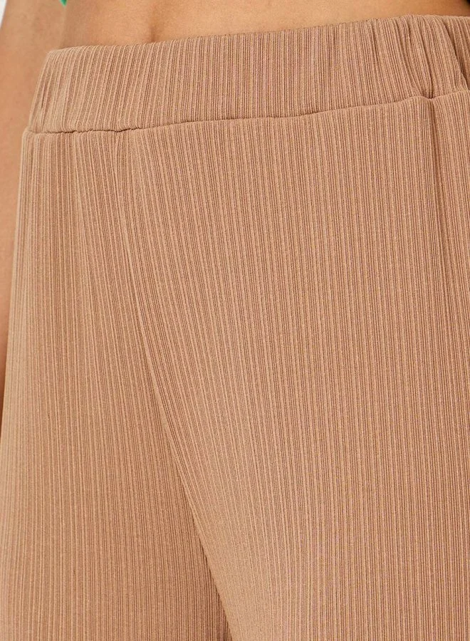 Styli High Waist Wide Leg Plisse Trousers