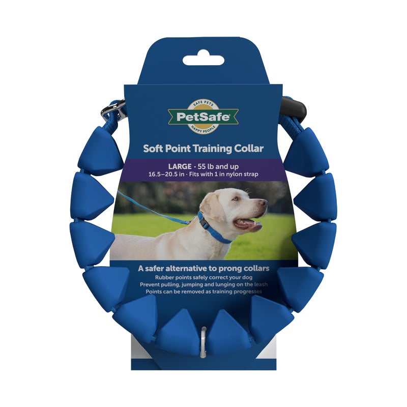 PetSafe Soft Point Training Collar - Comfortable No-Pull Adjustable Quick-Release Collar with Removable Soft Rubber Points - Pain-Free Training for Better Leash Manners - Large - Blue - Image 1