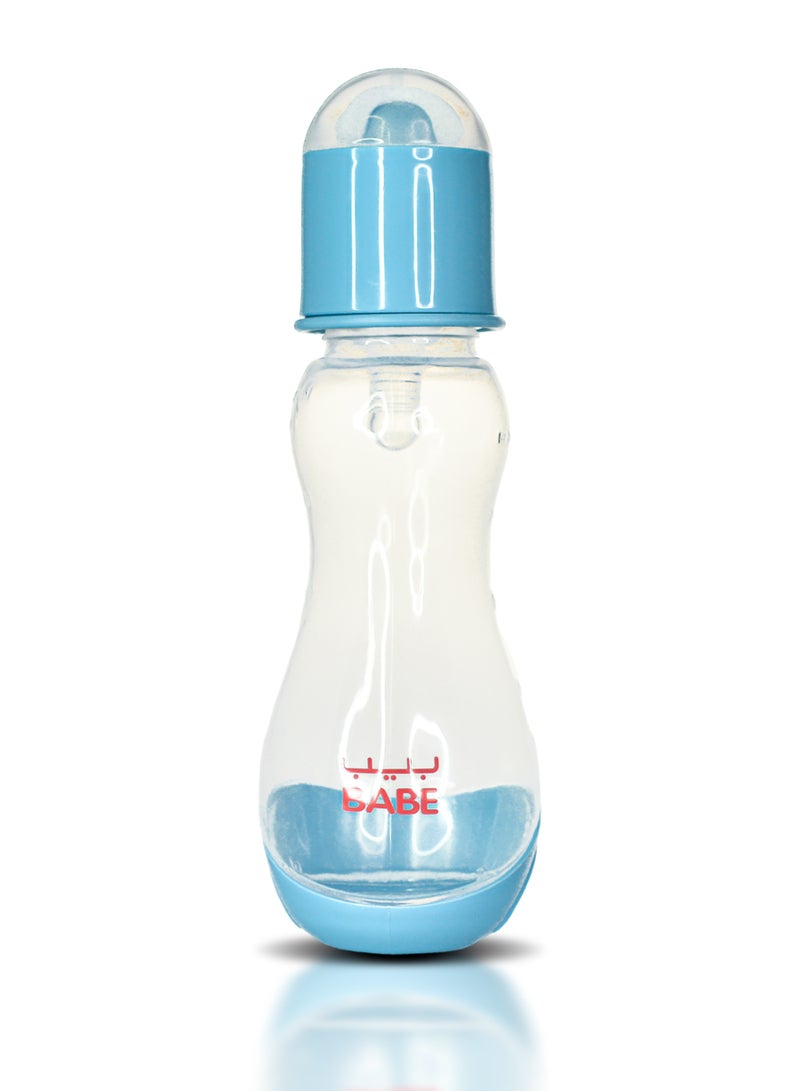 BABE - Baby Feeding Bottle, 8oz/250ml, Medium Flow, 3+ Months, BPA Free, Blue, Made in Thailand - Image 1