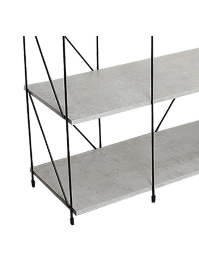 بيتي وحدة تلفزيون خشبية 4 ادوار مقاس 160 سم بتصميم مفتوح مع ارفف خشب ماليزي وقاعدة معدن لون رمادي - Image 3