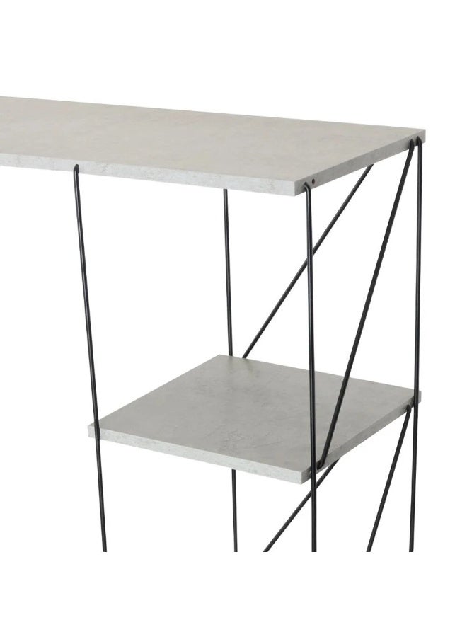 بيتي وحدة تلفزيون خشبية 4 ادوار مقاس 160 سم بتصميم مفتوح مع ارفف خشب ماليزي وقاعدة معدن لون رمادي - Image 2