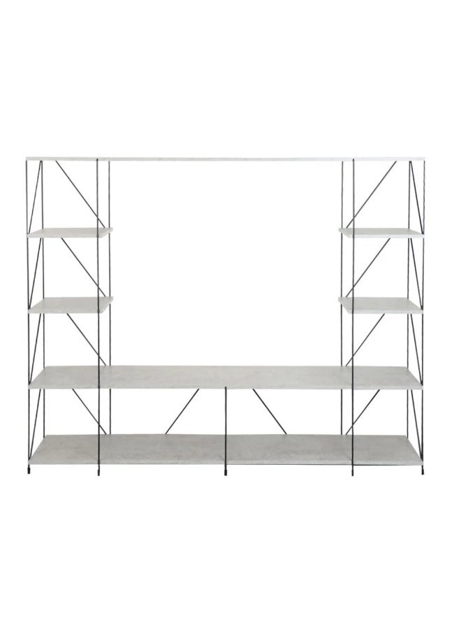 بيتي وحدة تلفزيون خشبية 4 ادوار مقاس 160 سم بتصميم مفتوح مع ارفف خشب ماليزي وقاعدة معدن لون رمادي - Image 4