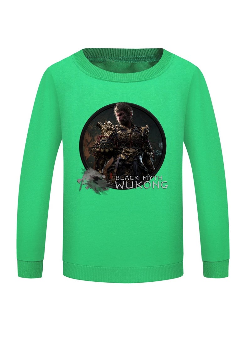 MQD Black Mythical Loose Round Neck Hoodie 