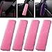 OHHMNKK 4 Pack Car Seat Belt Pads Shoulder Cover Baby Safety Belt Protector with Adjustable Soft Plush Shoulder Strap Protect Neck and Shoulder Light Pink - Image 2