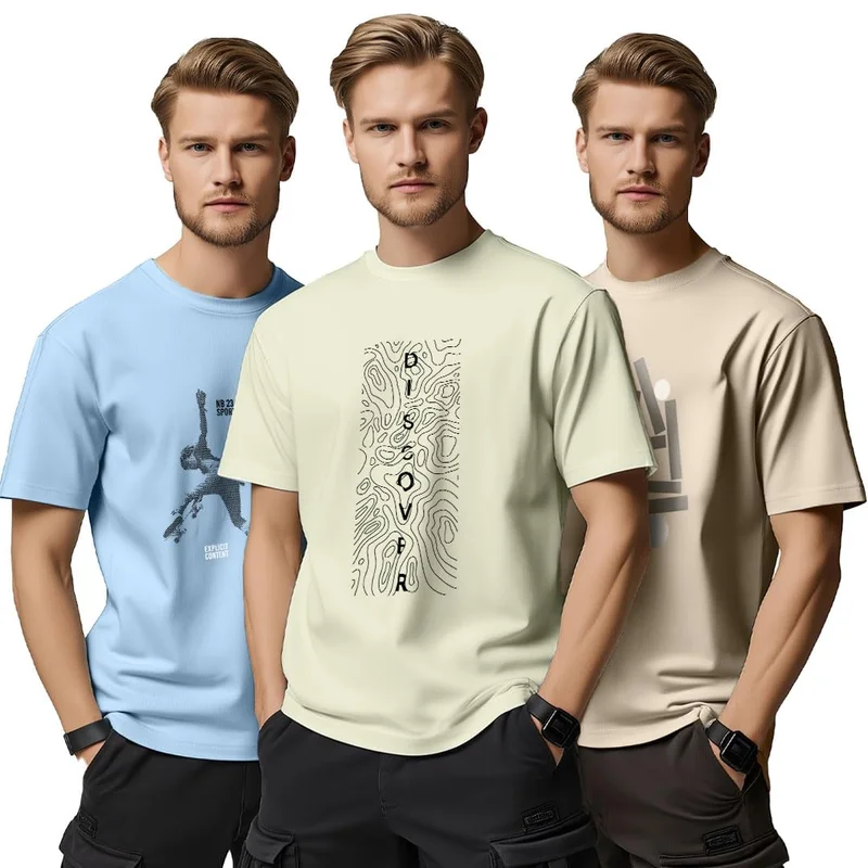 نوبيرو NOBERO 100% Cotton T-Shirts for Men Combo Pack of 3