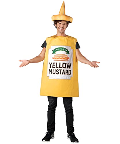 Seasons Mustard Costume Ketchup Cosplay Halloween Costume for Adult One Size Yellow Mustard - Image 1
