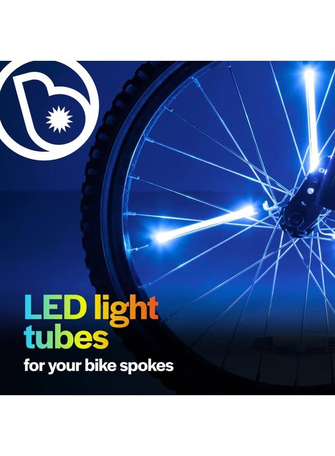 Brightz Spin LED Bike Spoke Wheel Light Tubes, 3 Pack, Blue - Colorful Bicycle Lights for Riding at Night - Flashing or Constant Modes - Attach in Minutes - Great for Kids, Boys, Girls Adults - Image 2