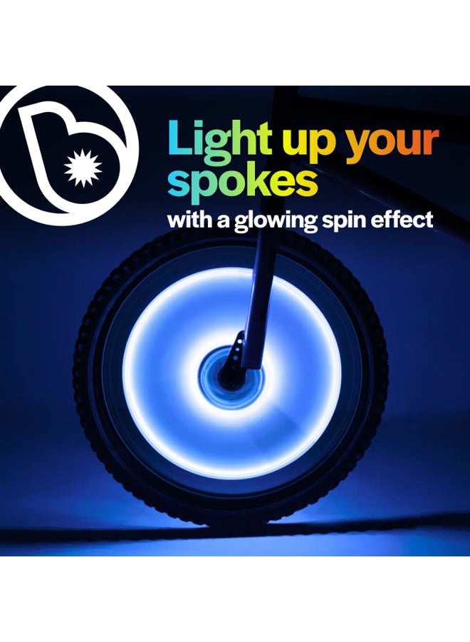 Brightz Spin LED Bike Spoke Wheel Light Tubes, 3 Pack, Blue - Colorful Bicycle Lights for Riding at Night - Flashing or Constant Modes - Attach in Minutes - Great for Kids, Boys, Girls Adults - Image 3