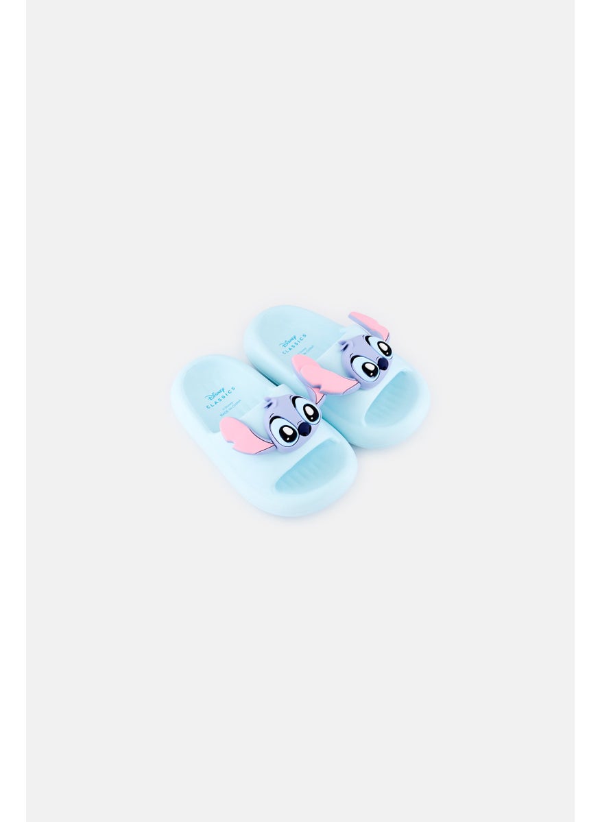 Disney Kids Girl Stitch Slip On Slippers, Light Blue  - Image 4
