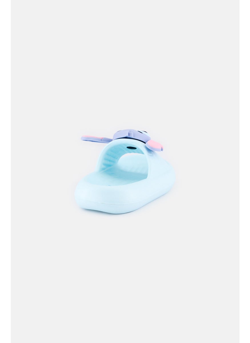 Disney Kids Girl Stitch Slip On Slippers, Light Blue  - Image 2