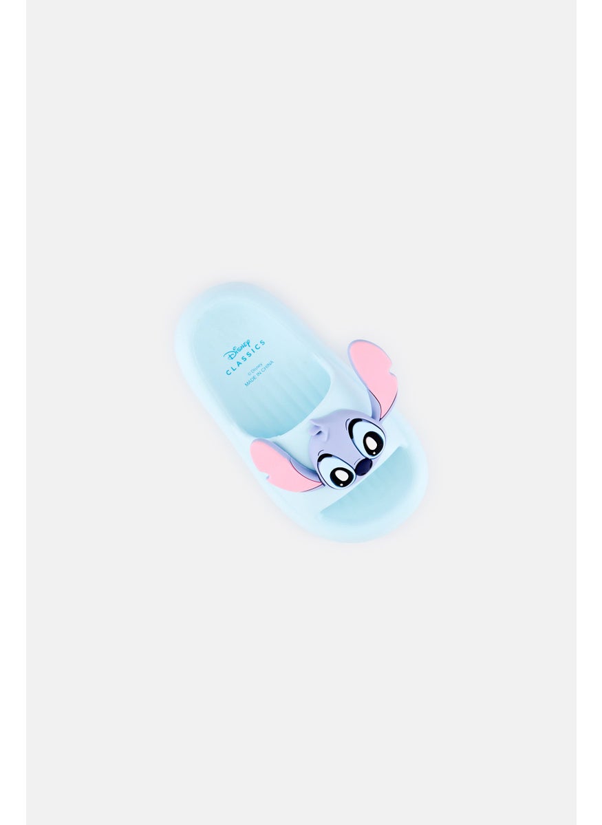 Disney Kids Girl Stitch Slip On Slippers, Light Blue  - Image 3