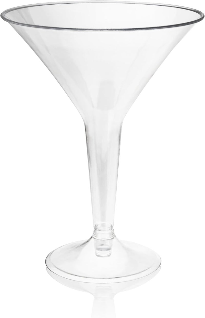 True Party Disposable Plastic Martini Glasses - Stemmed Clear Cocktail Cups for Outdoors, Parties - 8oz Set of 12 - Image 1