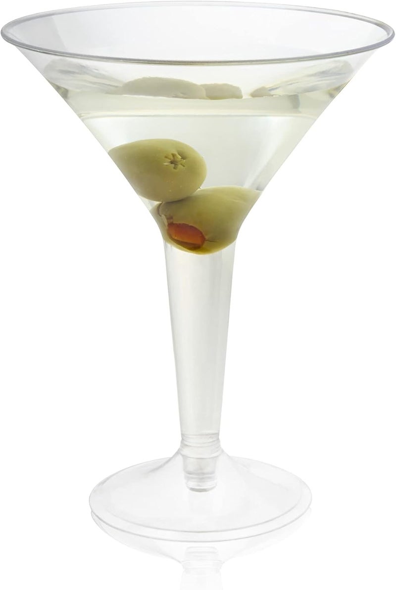 True Party Disposable Plastic Martini Glasses - Stemmed Clear Cocktail Cups for Outdoors, Parties - 8oz Set of 12 - Image 2