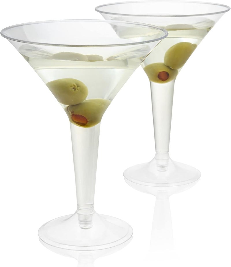 True Party Disposable Plastic Martini Glasses - Stemmed Clear Cocktail Cups for Outdoors, Parties - 8oz Set of 12 - Image 3