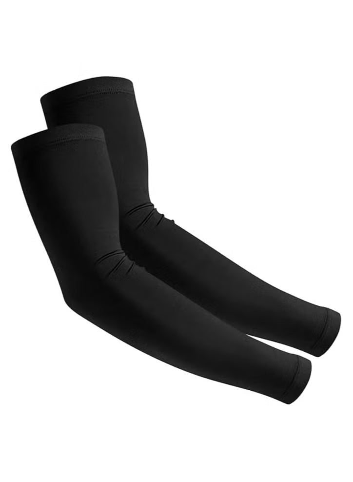 Gecomo Sunscreen Arm Cover, 2pairs Men's and Women's Arm Cover, Compressed UV Sunscreen Tattoo Cover, Baseball, Basketball, Football, Golf, Running, Upf 50 Arm Cover, Bicycle, Driving (Black) - Image 1