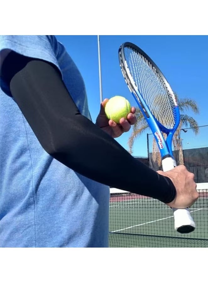 Gecomo Sunscreen Arm Cover, 2pairs Men's and Women's Arm Cover, Compressed UV Sunscreen Tattoo Cover, Baseball, Basketball, Football, Golf, Running, Upf 50 Arm Cover, Bicycle, Driving (Black) - Image 2