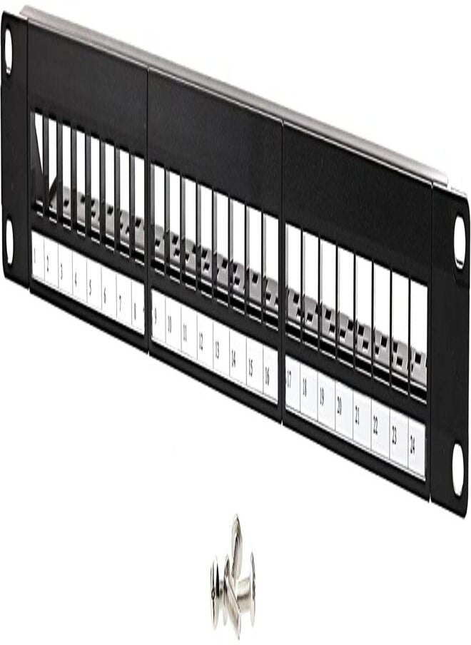 DKURVE 24-Port  1U Patch Panel Cat5, Cat5e, Cat6, Cat6A, UTP, 19 Rackmount Design With 24 Keystone Jack & Punch Down Tool  - Image 3