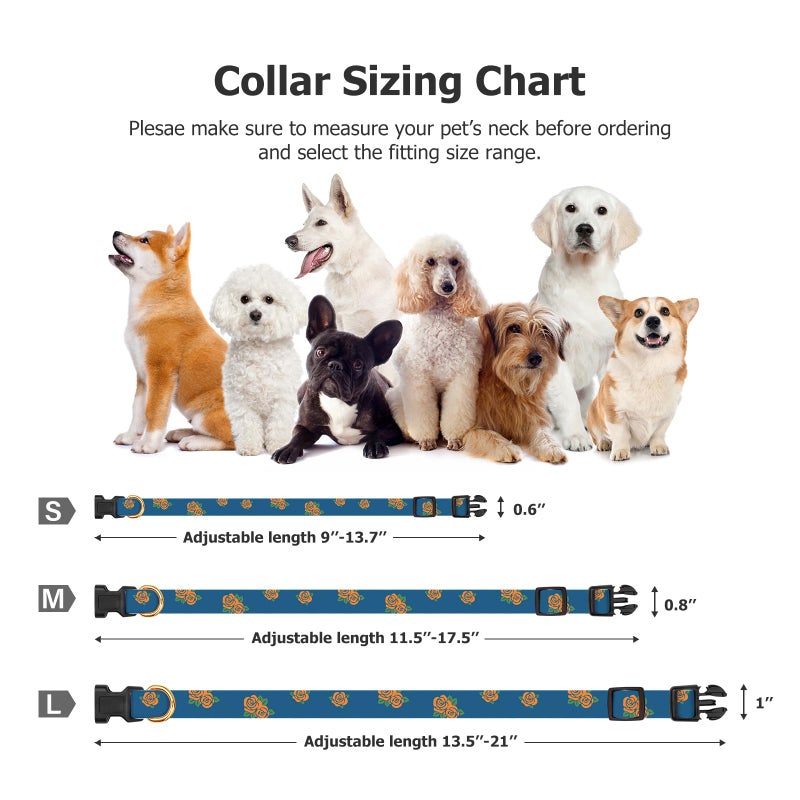 FYEQYAOU Cotton Handmade Dog Collar Cute and Distinctive Patterns Blue Tulip with Pendant for Girl Boy Dogs Collars S - Image 3