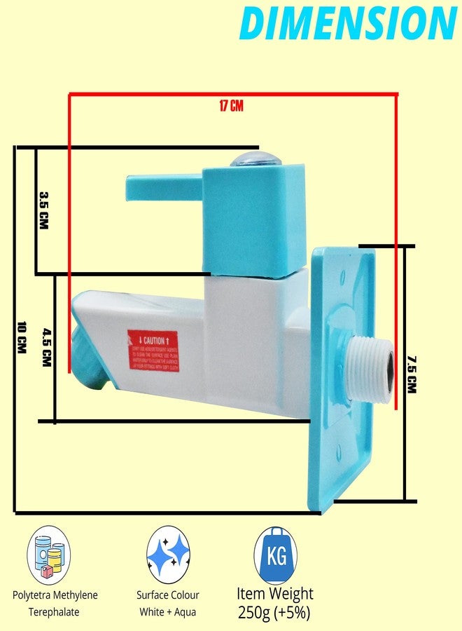 BATH GURU Wall Mounted Heavy Duty PVC Body Bib Cock Tap Faucet for Bathroom Taps Kitchen Toilet Garden with Wall Flange and 6 Months Warranty White Pack of 1 - Image 4