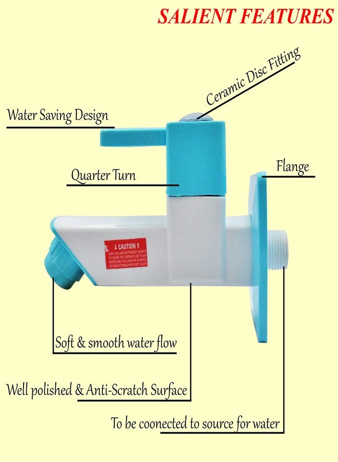 BATH GURU Wall Mounted Heavy Duty PVC Body Bib Cock Tap Faucet for Bathroom Taps Kitchen Toilet Garden with Wall Flange and 6 Months Warranty White Pack of 1 - Image 2