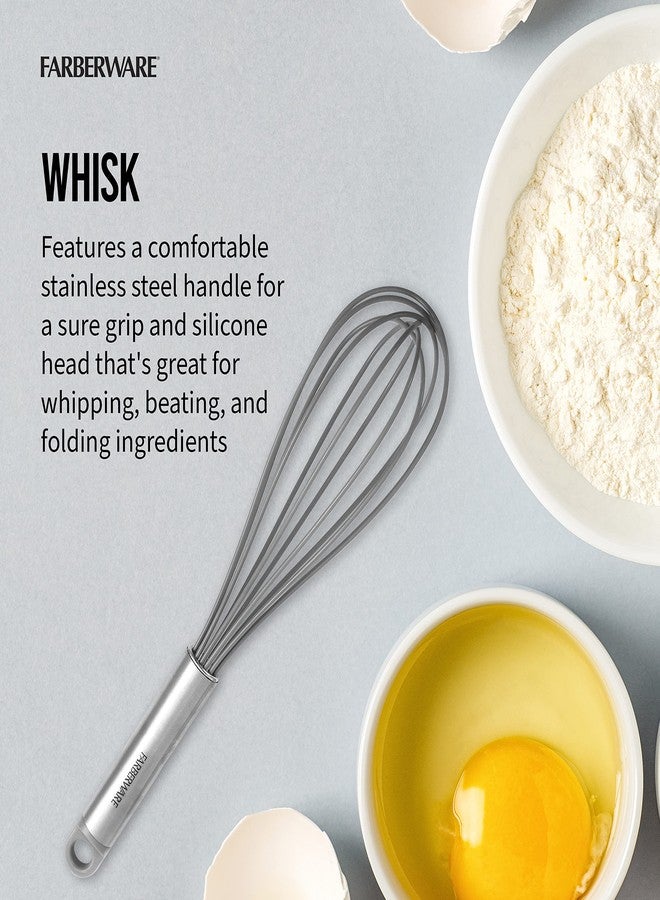 Farberware Professional 2 Piece Baking Set with Stainless Steel Wire Whisk and Stanless Steel Handle, Grey Silicone Head Spatulas For Beating, Blending, Mixing, and Scraping - Image 5
