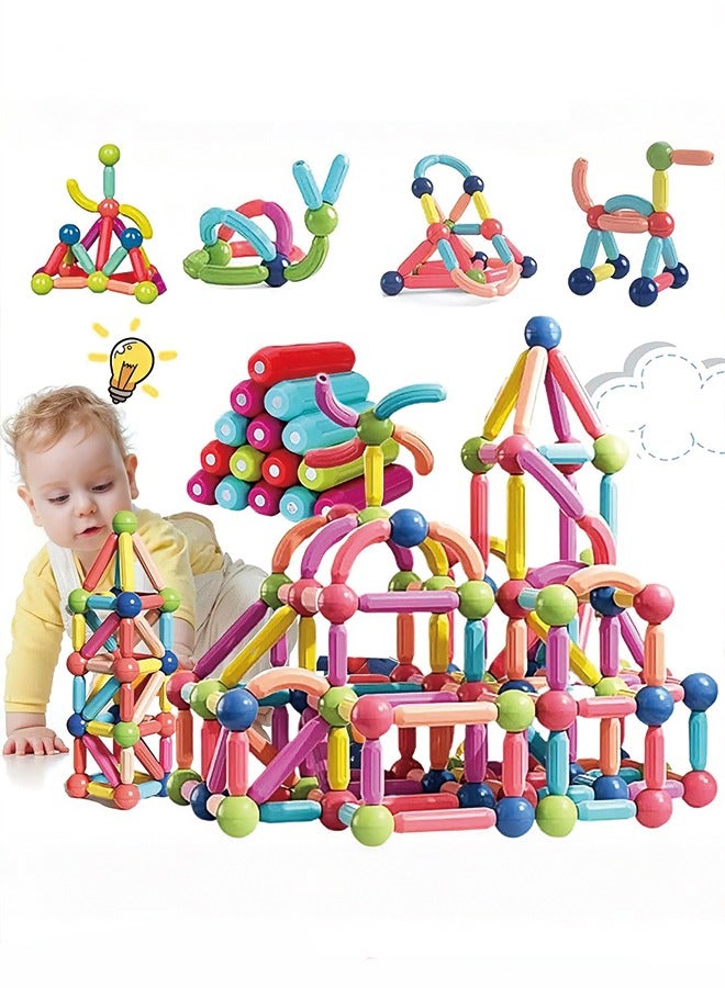 108 PCS Building Sticks Set – 3D Magnet Construction Toys for Kids – STEM Educational Blocks for Toddlers – Colorful DIY Puzzle Gift for Boys and Girls Age 3+ - Image 1