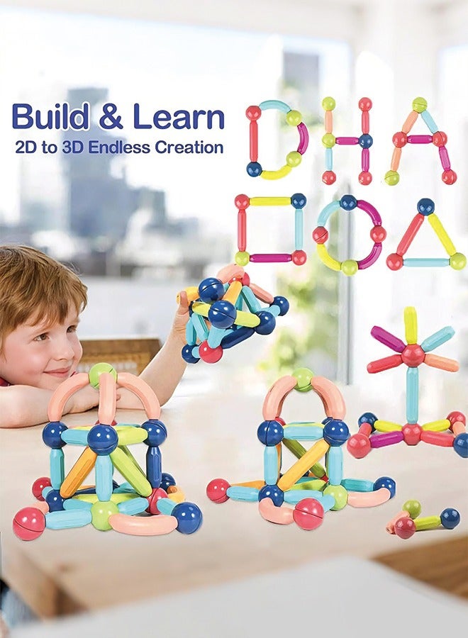 108 PCS Building Sticks Set – 3D Magnet Construction Toys for Kids – STEM Educational Blocks for Toddlers – Colorful DIY Puzzle Gift for Boys and Girls Age 3+ - Image 4