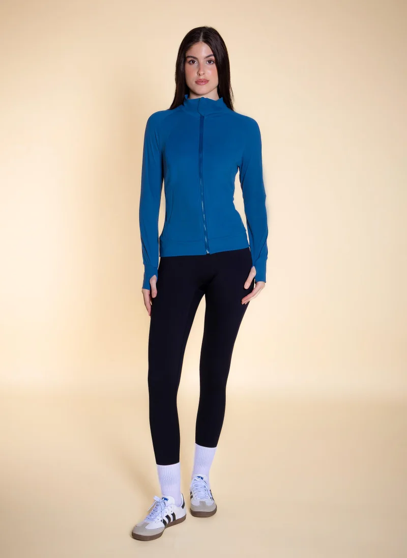 SHAPES SOFT LONG SLEEVE ZIP-UP TOP