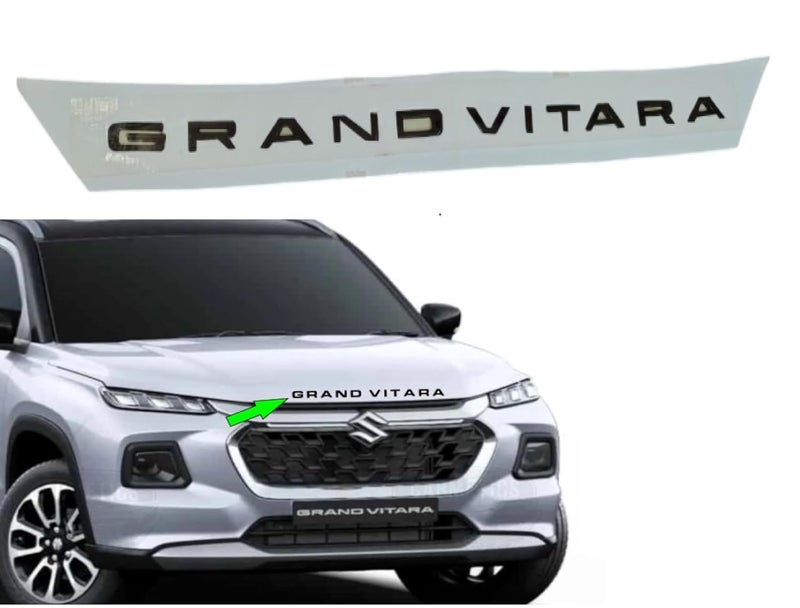 SmartFX حروف كروم ثلاثية الأبعاد لغطاء محرك سيارة جراند فيتارا، ملحقات خارجية لماروتي سوزوكي جراند فيتارا، شعار السيارة، لون أسود، مجموعة من 1 (أسود) - Image 1