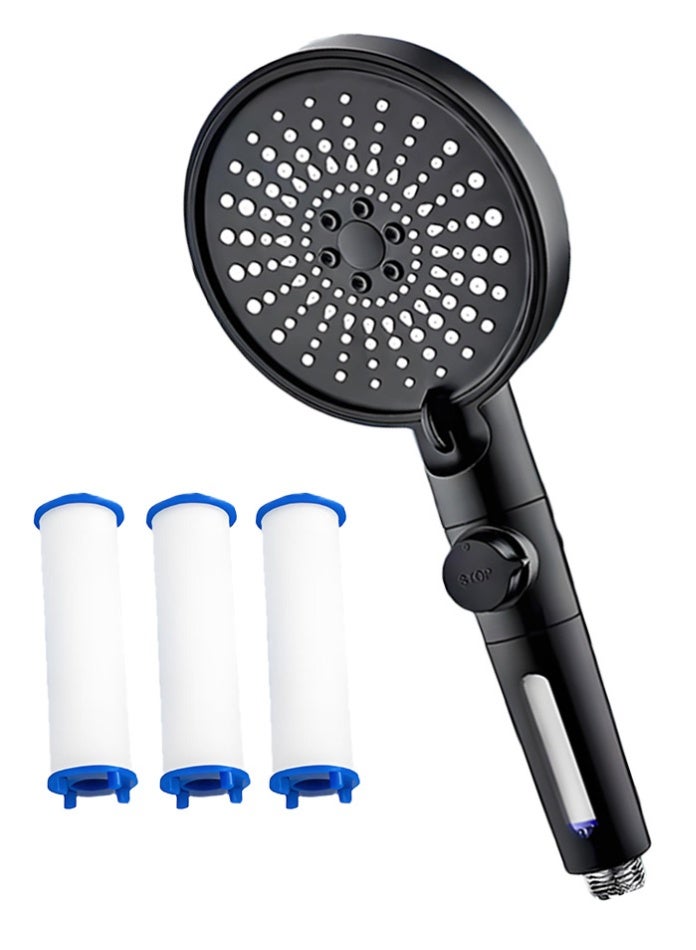 MODI High-Pressure Shower Head with 3 Filters & 6 Spray Modes – Handheld Filtered Shower Sprayer with Stop Button for Bathroom Spa Use - Black - Image 3