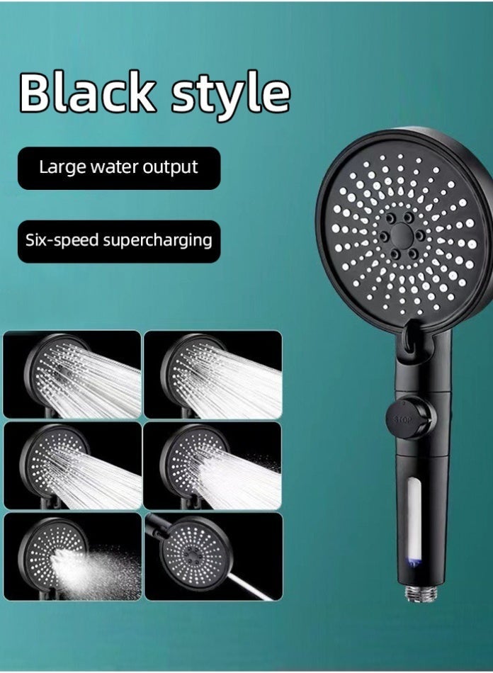 MODI High-Pressure Shower Head with 3 Filters & 6 Spray Modes – Handheld Filtered Shower Sprayer with Stop Button for Bathroom Spa Use - Black - Image 2