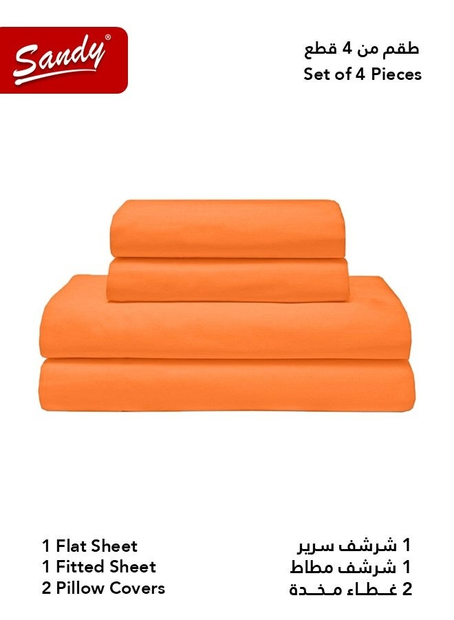 Sandy Premium Hotel Quality Flat Sheet, Fitted Sheet and Pillow Cases, Bed Sheet 4 Pieces Set, Soft & Breathable and Cooling, King Size (274 x 259 cm & 200 x 200 +30 cm), Orange - Image 2