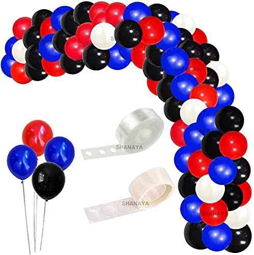 SHANAYA Blue Red Black White Balloon Garland Arch Kit, Balloon Arch Kit for Party Birthday Party Decorations - 112Pcs Party Supplies Birthday Decorations For Boys Girls - Image 1