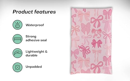 Package Mint 6x9 Poly Mailers – Coquette Bows Design – Waterproof, Tear-Resistant Shipping Bags with Adhesive Seal – 100 Pack – Package Mint - Image 3