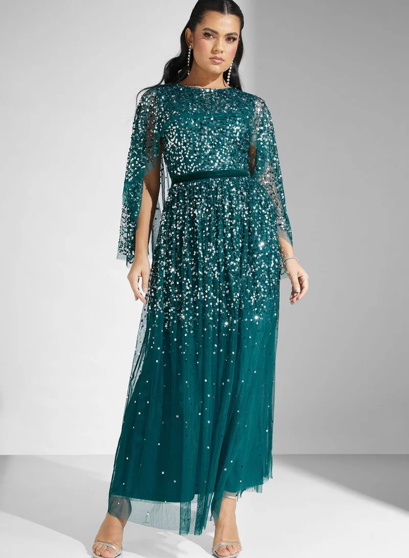Amelia Rose Embellished Mesh Detail Dress