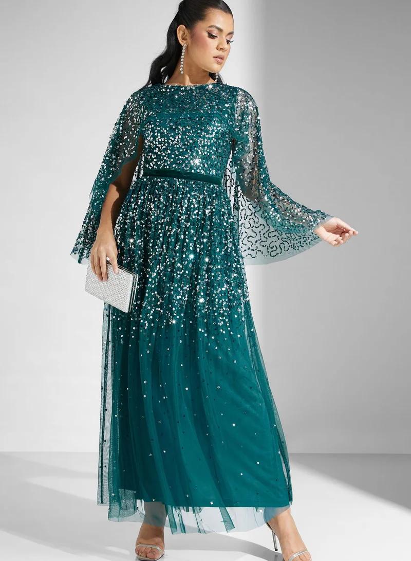 Amelia Rose Embellished Mesh Detail Dress