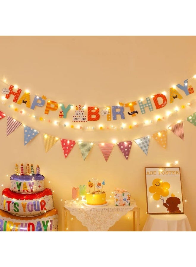 Balloon World Birthday decoration banner, 3 pieces, featuring a "Happy Birthday" phrase design and a vibrant balloon banner. Perfect for birthday parties - Image 4