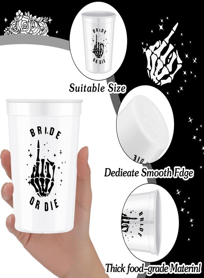 Norme 16 Pcs Bride or Die Bachelorette Party Decorations Black and White Reusable 16 oz Cups Plastic Till Death Do Us Party for the Bride Bachelorette Decorations Wedding Favors - Image 2