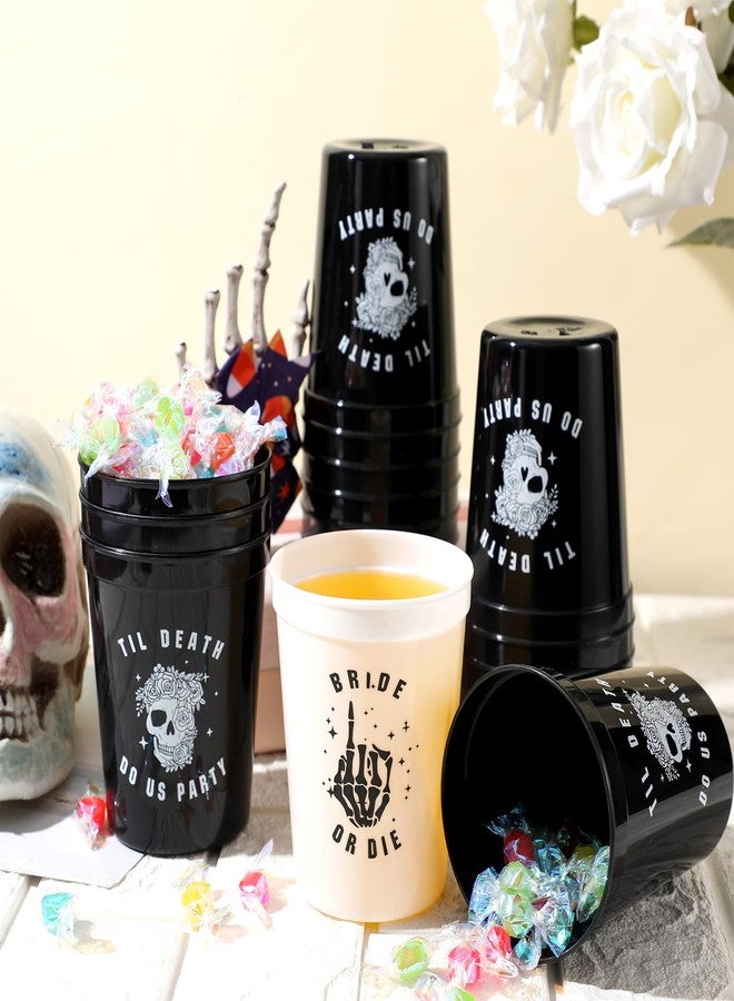 Norme 16 Pcs Bride or Die Bachelorette Party Decorations Black and White Reusable 16 oz Cups Plastic Till Death Do Us Party for the Bride Bachelorette Decorations Wedding Favors - Image 5