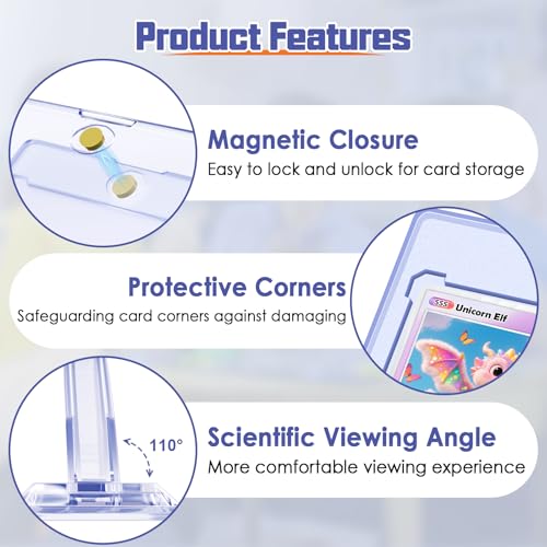 Kitoyz 4Pcs Magnetic Card Holders for Trading Card, Baseball Card Protectors with 4 Stands, 35pt Acrylic Hard Card Sleeves Case for Sports Cards, Game Cards, Standard Cards Storage and Display - Image 3